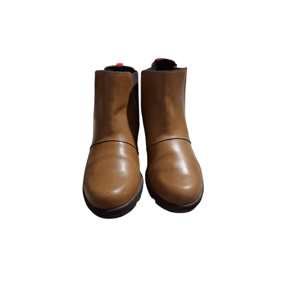 Sorel Big Girls size 4 Joan of Arctic Wedge Leather Chelsea‎ Casual Preppy Boots